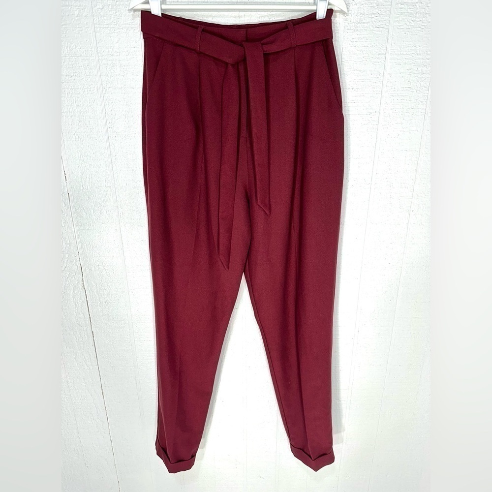 Asos pants with obi tie burgundy size 8